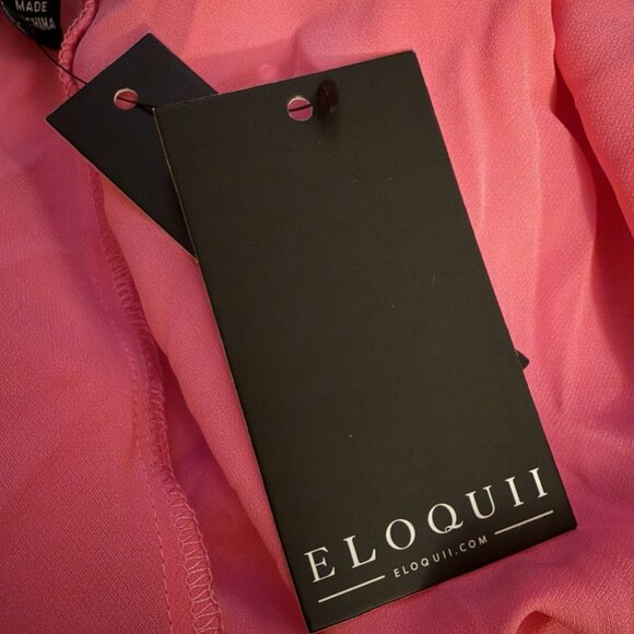 ELOQUII Women Bright Pink Short Sleeve Blouse 20 Plus Barbiecore Semi Sheer - Picture 6 of 10